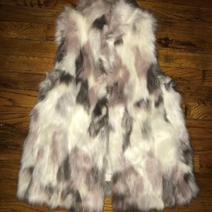 Express Faux Fur Multi Color Vest